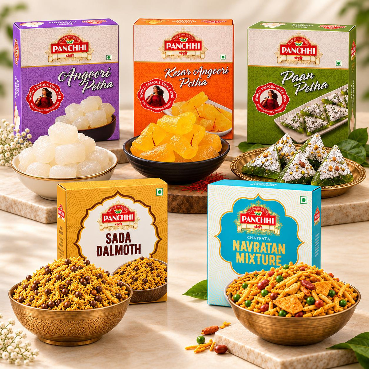 Plain Angoori - Kesar Angoori -  Paan - Sada Dalmoth - Navratan (Combo Pack of 5)